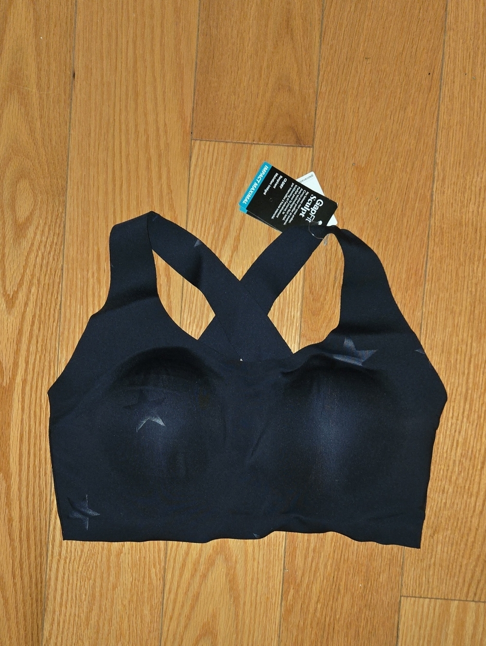 GapFit Sculpt Navy With Stars Crossover Sports Bra - Size 34D Brand New With Tag